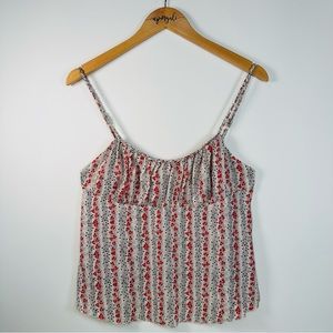 Free People Intimately Striped Hearts Printed Cami Tank Top Cream Red Medium